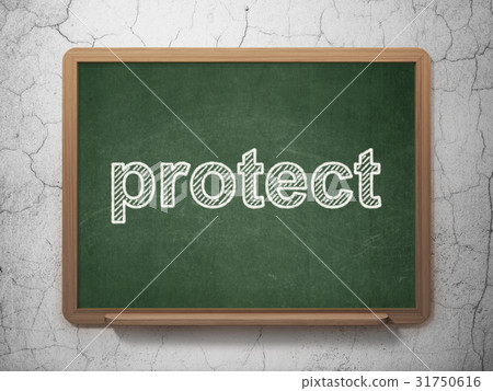 Privacy concept: Protect on chalkboard background Privacy concept: Protect on chalkboard background 31750616