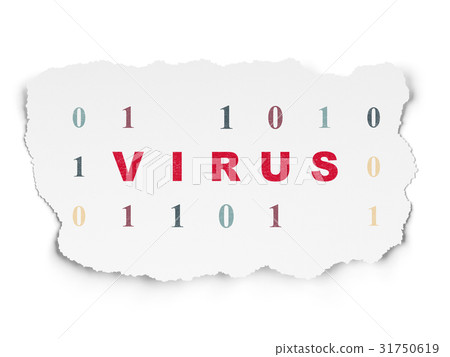 Protection concept: Virus on Torn Paper background Protection concept: Virus on Torn Paper background 31750619