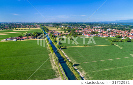Aerial view of the Rhone - Rhine Canal in Alsace 31752981