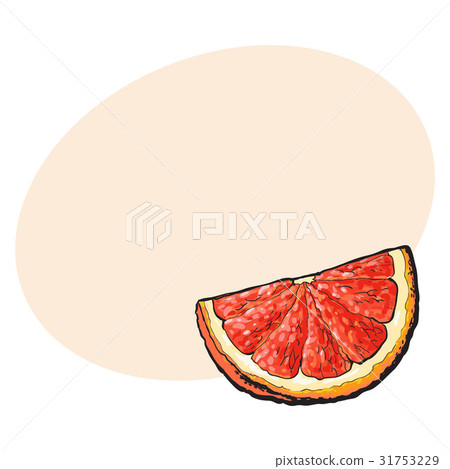 Quarter, segment, piece of ripe pink grapefruit 31753229