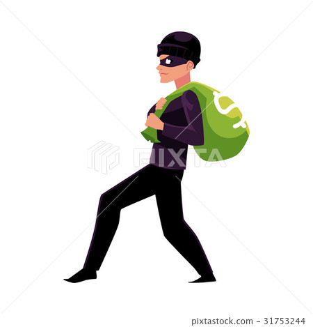 Thief, robber, burglar trying to escape with a 31753244