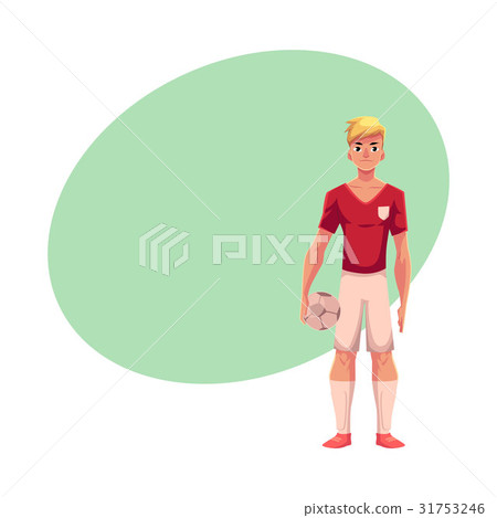 Handsome blond football, soccer player in uniform 31753246