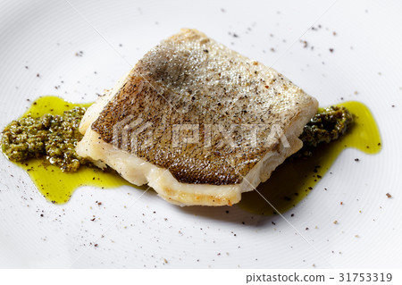 Fried fish fillet, Atlantic cod with rosemary in Fried fish fillet, Atlantic cod with rosemary in 31753319