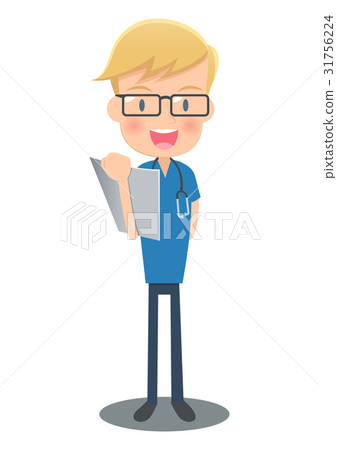 Blue surgical clinic doctor with medical record 31756224