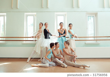 The seven ballerinas at ballet bar The seven ballerinas at ballet bar 31756956