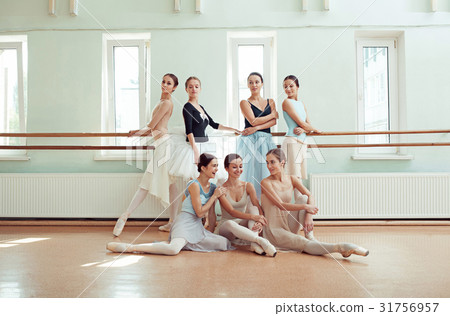 The seven ballerinas at ballet bar The seven ballerinas at ballet bar 31756957