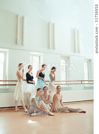 The seven ballerinas at ballet bar The seven ballerinas at ballet bar 31756958