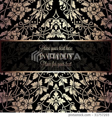 Invitation card, background with luxury gold frame Invitation card, background with luxury gold frame 31757203