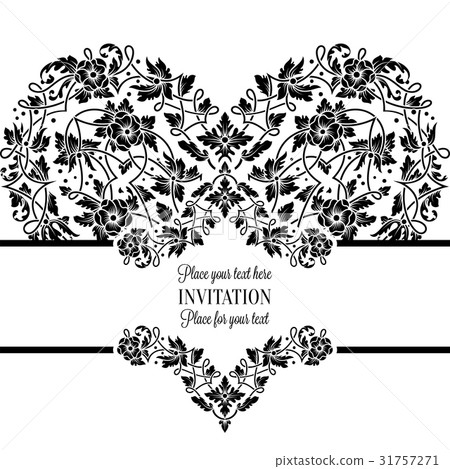 Floral invitation card with black and white frame 31757271