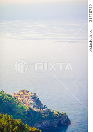 Beautiful view of Corniglia from above. One of Beautiful view of Corniglia from above. One of 31758739