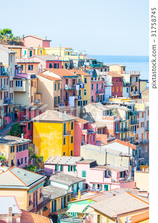 View on architecture of Riomaggiore town View on architecture of Riomaggiore town 31758745