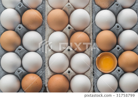 Chicken eggs in the cell egg tray Chicken eggs in the cell egg tray 31758799