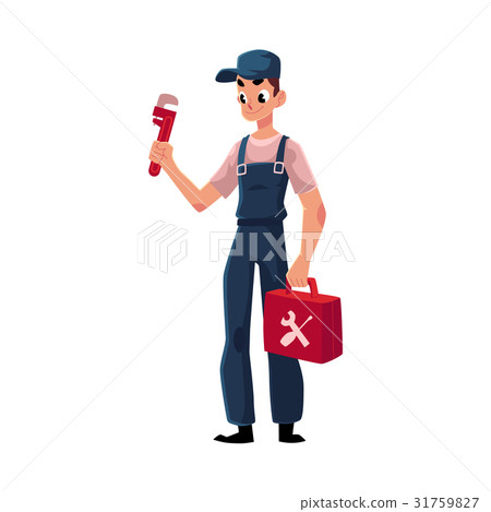 Smiling plumbing specialist, plumber standing with Smiling plumbing specialist, plumber standing with 31759827