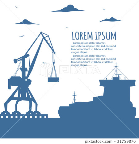 Seaport banner with port crane silhouette Seaport banner with port crane silhouette 31759870