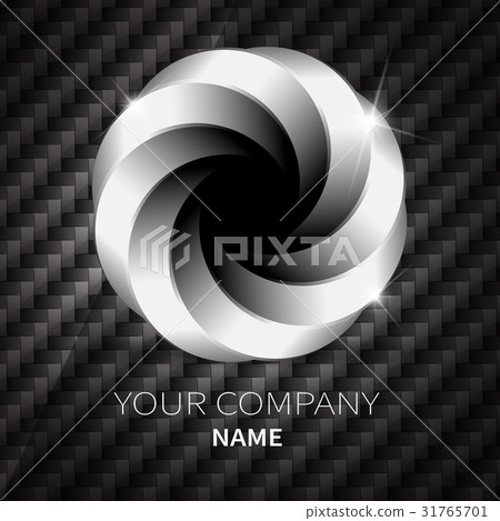 Abstract silver metallic shape logo  black Kevlar 31765701