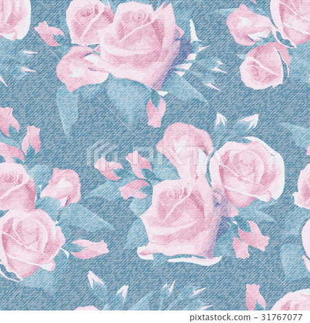 Light blue denim with colorful floral pattern Light blue denim with colorful floral pattern 31767077