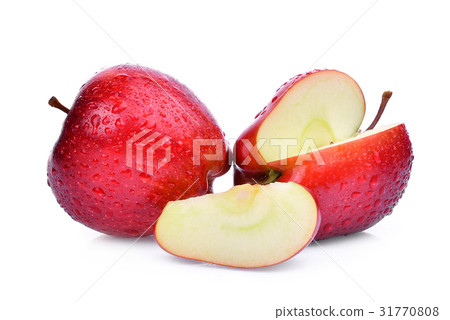 fresh red apples with water drops and slice fresh red apples with water drops and slice 31770808