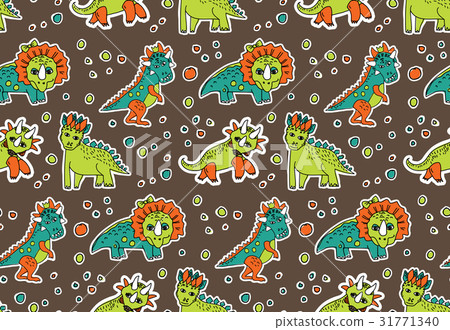 Dinosaurs objects seamless pattern. 31771340