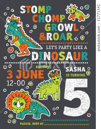 Invitation dinosaurs party birthday. 31771341
