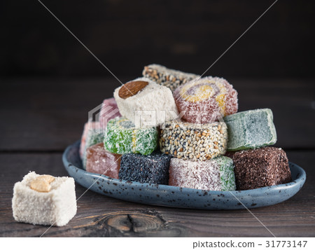 Turkish delight assortment, copy space Turkish delight assortment, copy space 31773147