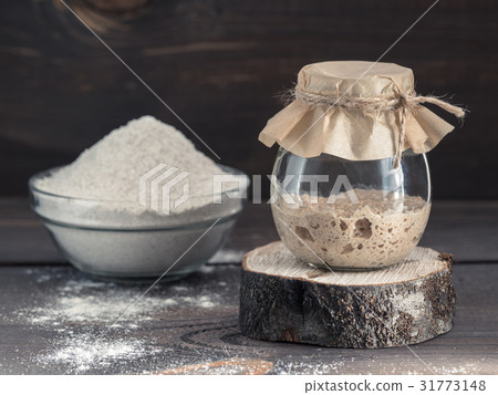 rye sourdough starter and rye flour 31773148