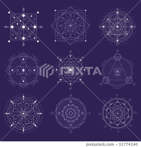 Alchemy Geometry Symbol Thin Line Set. Vector 31774140