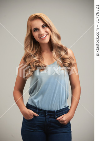 Beautiful blonde model posing 31776521
