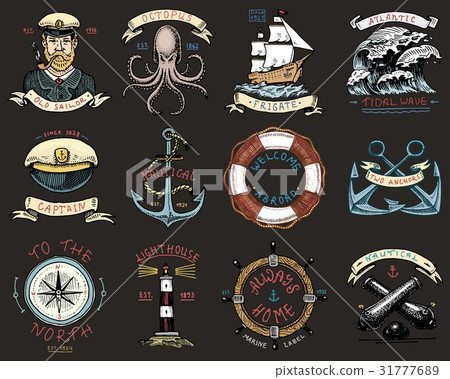 set of engraved vintage, hand drawn, old, labels set of engraved vintage, hand drawn, old, labels 31777689