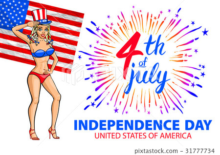 USA pin girl 4th of July Independence Day Vector  31777734