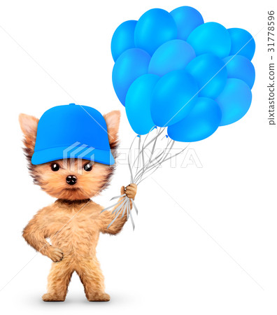 Funny animal keep a bunch of balloons 31778596