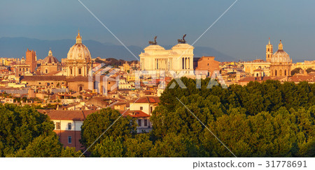 Aerial wonderful view of Rome at sunset, Italy 31778691