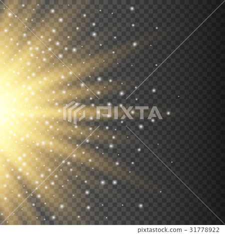 Realistic transparent yellow sun rays, warm orange - Stock Illustration ...