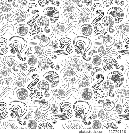Black swirls on white background, seamless pattern - Stock Illustration ...