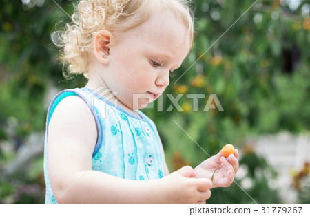 Little girl in the home garden. Little girl in the home garden. 31779267