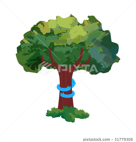 Tree hug for nature love concept illustration 31779308
