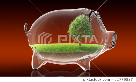 Transparent empty piggy bank. 3d rendering - Stock Illustration ...