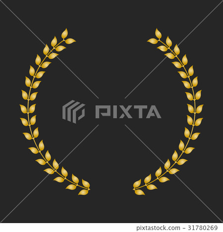 Gold award laurel wreath on dark background. 31780269