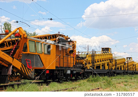 Orange Railway track service car. 31780557