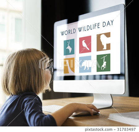 Little Girl Using Computer Concept Little Girl Using Computer Concept 31783497
