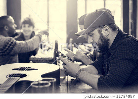 Man Use Mobile Phone Connection Social Network Man Use Mobile Phone Connection Social Network 31784097