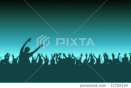 silhouette people raise hand up in concert on blue silhouette people raise hand up in concert on blue 31784104