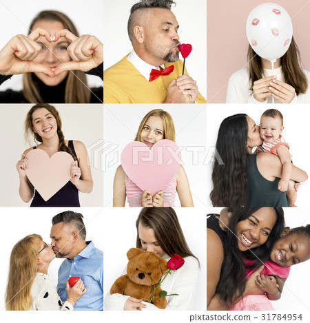 Set of Diversity People Love Smitten Feeling Studio Collage Set of Diversity People Love Smitten Feeling Studio Collage 31784954