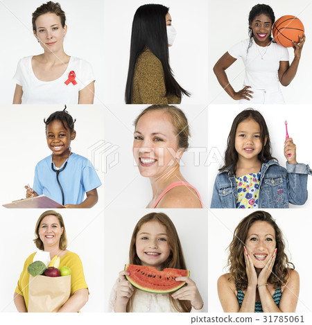 Collection of people with red ribbon for HIV/AIDS awareness 31785061