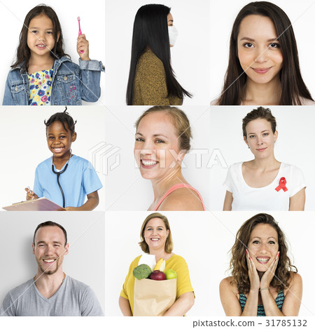 Collection of people with red ribbon for HIV/AIDS awareness 31785132