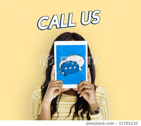 Tablet Chat Bubble Message Social Media Graphic 31785210