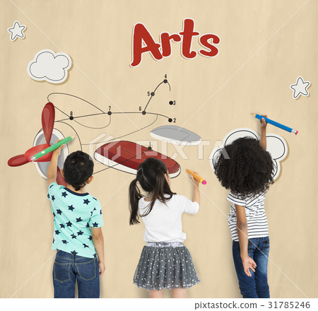Children fun connect the dots airplane graphic 31785246