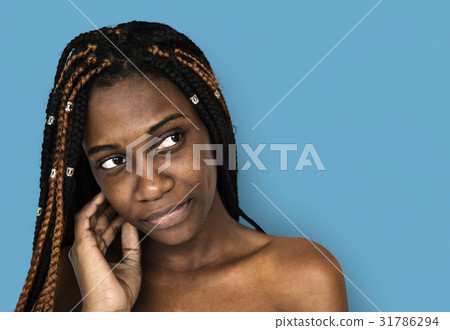 Young Adult Woman Shirtless Studio Portrait Young Adult Woman Shirtless Studio Portrait 31786294