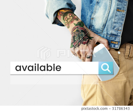 Hand holding digital device network graphic in pocket Hand holding digital device network graphic in pocket 31786343
