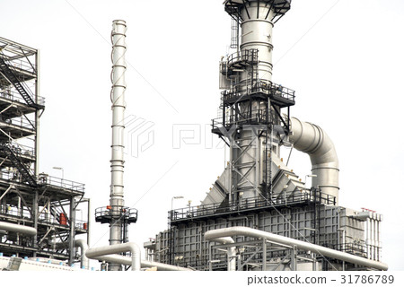 Oil refinery factory with white background Pipe  31786789