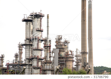 Oil refinery factory with white background Pipe Oil refinery factory with white background Pipe 31786790